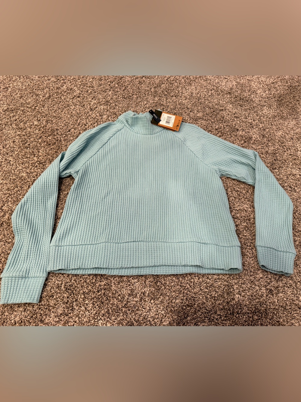 The North Face Light Blue Waffle Knit Crew Sweatshirt